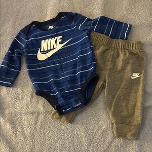 Nike Striped Blue Bodysuit with Gray Pants